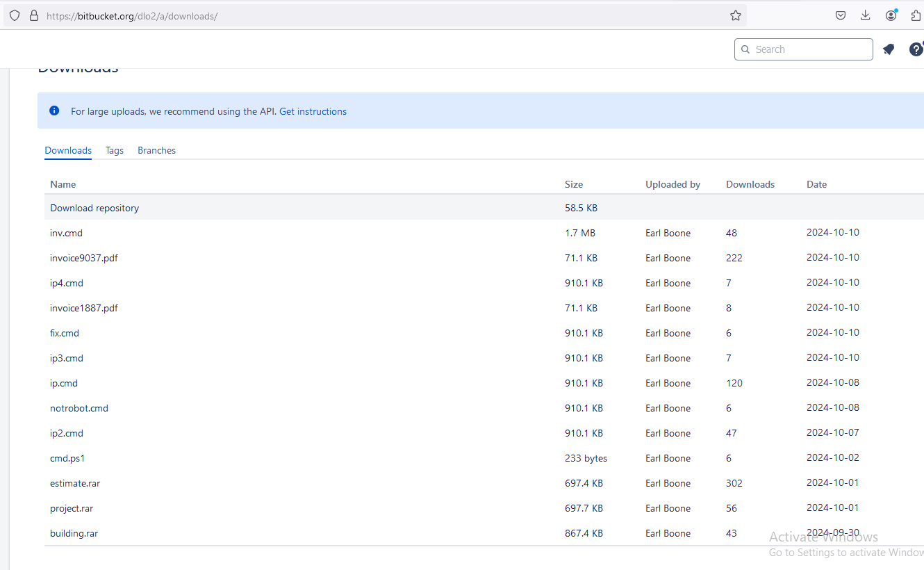 Bitbucket downloads screenshot